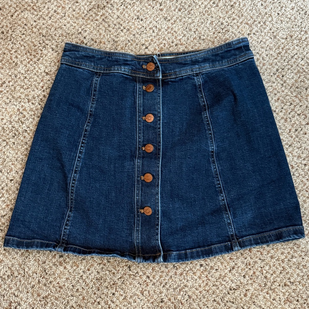 Madewell Dark Blue Button-Front Mini Skirt